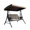 3 Persons Luxury Outdoor Porch Swing Chair With Side Bags, Adjustable Canopy