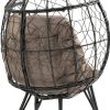 COOLMORE Outdoor Patio Wicker Egg Chair Indoor Basket Wicker Chair with Khaki Cusion for Backyard Poolside