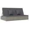 vidaXL Convertible Sun Bed with Cushions Poly Rattan Dark Gray