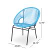 Chrissy Outdoor Blue Modern Faux Rattan Club Chairs (Set of 2)