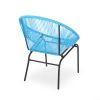 Chrissy Outdoor Blue Modern Faux Rattan Club Chairs (Set of 2)