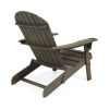 Kandyce Outdoor Acacia Wood Folding Adirondack Grey Chair With Cup Holder