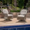Linsten Outdoor Wicker Swivel Club Chairs with Water Resistant Cushions (set of 2)