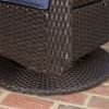 Linsten Outdoor Wicker Swivel Club Chairs with Water Resistant Cushions Dark Brown+Navy Blue (set of 2)