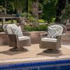 Linsten Outdoor Wicker Swivel Club Chairs with Water Resistant Cushions (set of 2)