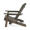 Kandyce Outdoor Acacia Wood Folding Adirondack Grey Chair With Cup Holder
