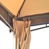 10ft W*12ft L Outdoor Double Vents Gazebo Patio Metal Canopy with Screen and LED Lights for Backyard; Poolside; Brown