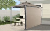 Patio 9.8ft.L x 9.8ft.W Gazebo with Extended Side Shed/Awning and LED Light for Backyard; Poolside; Deck; Brown