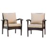 Outdoor Willow Bar Club Chairs with Cushions (Set of 2)