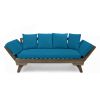 Grey Finish+Dark Teal Cushion Acacia soil Convertible Outdoor Sofa Daybed