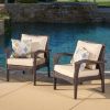 Outdoor Willow Bar Club Chairs with Cushions (Set of 2)