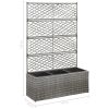vidaXL Trellis Raised Bed with 3 Pots 32.7"x11.8"x51.2" Poly Rattan Gray