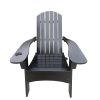 Outdoor or indoor Wood Adirondack chair with an hole to hold umbrella on the arm ; Black
