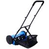 16-Inch 5-Blade Push Reel Lawn Mower with Grass Catcher, BLUE COLOR
