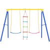 Outdoor Toddler Swing Set for Backyard; Playground Swing Sets with Climbing Ladder; Swing and Climbing Playset for Kids