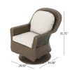 Linsten Outdoor Wicker Swivel Club Chairs with Water Resistant Cushions (set of 2)