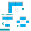 Beefurni Outdoor Garden Patio Furniture 5-Piece Brown PE Rattan Wicker Sectional Blue Cushioned Sofa Sets with 2 Red Pillows