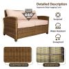 Outdoor Loveseat Small Patio Couch All Weather PE Rattan Sofa 2-seat Armchair Balcony Couch Sectional Furniture Sofa Patio Love Seats for Outdoors Bac
