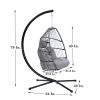 Outdoor Patio Wicker Folding Hanging Chair; Rattan Swing Hammock Egg Chair With C Type Bracket; With Cushion And Pillow
