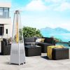 GO 42000 BTU Stainless Steel Material Pyramid Glass Tube Flame Outdoor Heater with Long Strips of Flame with Aluminum Top Reflector Shield Heating Up