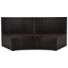 4-Piece Patio Furniture Sets; Outdoor Half-Moon Sectional Furniture Wicker Sofa Set with Two Pillows and Coffee Table; Blue Cushions+Brown Wicker