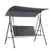 3-Person Patio Glider Swing Chair With Stand; Porch Lawn Swing With Removable Cushion And Convertible Canopy; Gray