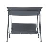 3-Person Patio Glider Swing Chair With Stand; Porch Lawn Swing With Removable Cushion And Convertible Canopy; Gray