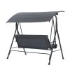 3-Person Patio Glider Swing Chair With Stand; Porch Lawn Swing With Removable Cushion And Convertible Canopy; Gray