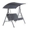 3-Person Patio Glider Swing Chair With Stand; Porch Lawn Swing With Removable Cushion And Convertible Canopy; Gray