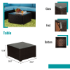Beefurni Outdoor Garden Patio Furniture 5-Piece Brown PE Rattan Wicker Sectional Blue Cushioned Sofa Sets with 2 Red Pillows