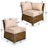 Outdoor Patio Furniture Set Upholstered Corner Sofa Armless Sofa Small Patio Couch All Weather PE Wicker Sofas Balcony Couch Sectional Sofa Bistro Set