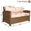 Outdoor Loveseat Small Patio Couch All Weather PE Rattan Sofa 2-seat Armchair Balcony Couch Sectional Furniture Sofa Patio Love Seats for Outdoors Bac