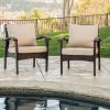 Outdoor Willow Bar Club Chairs with Cushions (Set of 2)