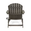 Kandyce Outdoor Acacia Wood Folding Adirondack Grey Chair With Cup Holder