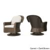 Linsten Outdoor Wicker Swivel Club Chairs with Water Resistant Cushions (set of 2)