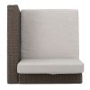 Lorita Outdoor 5-piece Brown Wicker Sectional Sofa Set with Beige Cushions