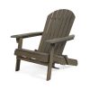 Kandyce Outdoor Acacia Wood Folding Adirondack Grey Chair With Cup Holder