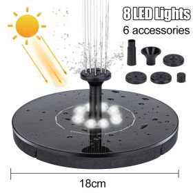 18/16/13cm Solar Water Fountain Colorful Fountain Floating Solar Powered Pool Pond Waterfall Fountain Pump Garden Outdoor Decor (Ships From: China, Color: 18cm white led)