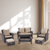 6 Piece Patio Furniture Set Outdoor Sectional Sofa Conversation Sofa Set with All-Weather Rattan Wicker for Porch Lawn Garden