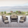 6 Piece Patio Furniture Set Outdoor Sectional Sofa Conversation Sofa Set with All-Weather Rattan Wicker for Porch Lawn Garden