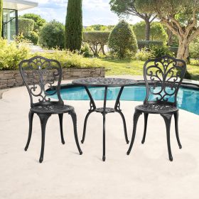 Patio Bistro Set 3 Pieces; All Weather Cast Aluminum Outdoor Patio Table and Chairs with Umbrella Hole Your Backyard; Garden; or Balcony (Color: as Pic)