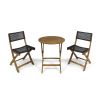 Truda Outdoor Acacia Wood Wicker Foldable Bistro Set with Chairs and Table
