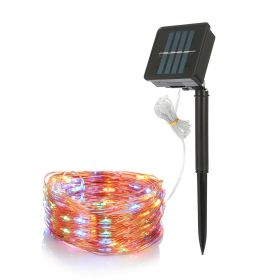 100 LEDs Solar String Lights Outdoor IP65 Waterproof Copper Wire String Lights Solar LED Fairy Lamps Wedding Party Festival (Light color: Color)