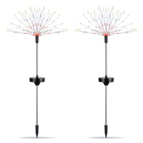 2Pcs Solar Powered Starburst Lights 240 LEDs Firework Lamp Garden Path Decor Lights (Light color: Color)