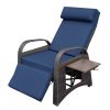 Outdoor Wicker Recliner with Flip Table;  Adjustable Push Back Rattan Reclining Lounge Chair with Footrest