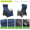 Outdoor Wicker Recliner with Flip Table;  Adjustable Push Back Rattan Reclining Lounge Chair with Footrest