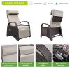 Outdoor Wicker Recliner with Flip Table;  Adjustable Push Back Rattan Reclining Lounge Chair with Footrest