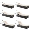 Outdoor PE Wicker Chaise Lounge - 2 Piece Patio Brown Rattan Reclining Chair Furniture Set Beach Pool Adjustable Backrest Recliners with Side Table an