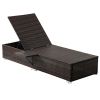 Outdoor PE Wicker Chaise Lounge - 2 Piece Patio Brown Rattan Reclining Chair Furniture Set Beach Pool Adjustable Backrest Recliners with Side Table an