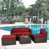 Outdoor Garden Patio Furniture 5-Piece Brown PE Rattan Wicker Sectional Cushioned Sofa Sets